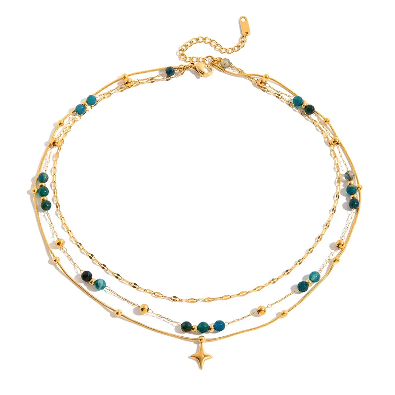 COLLAR TRIPLE PIEDRAS VERDES
