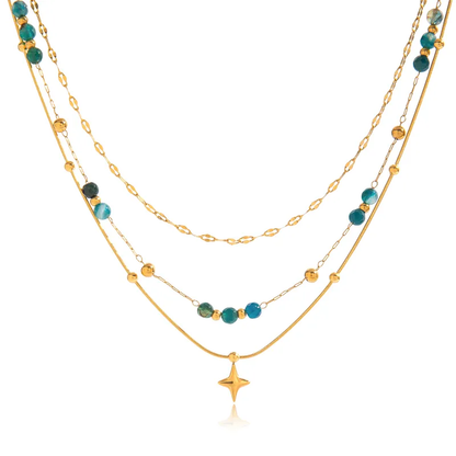 COLLAR TRIPLE PIEDRAS VERDES