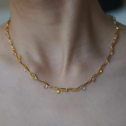 COLLAR DOBLE CON PIEDRAS DE COLORES
