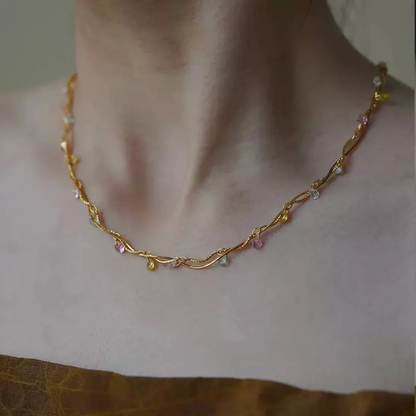 COLLAR DOBLE CON PIEDRAS DE COLORES