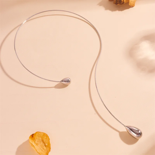CHOKER RIGIDO GOTAS PLATA