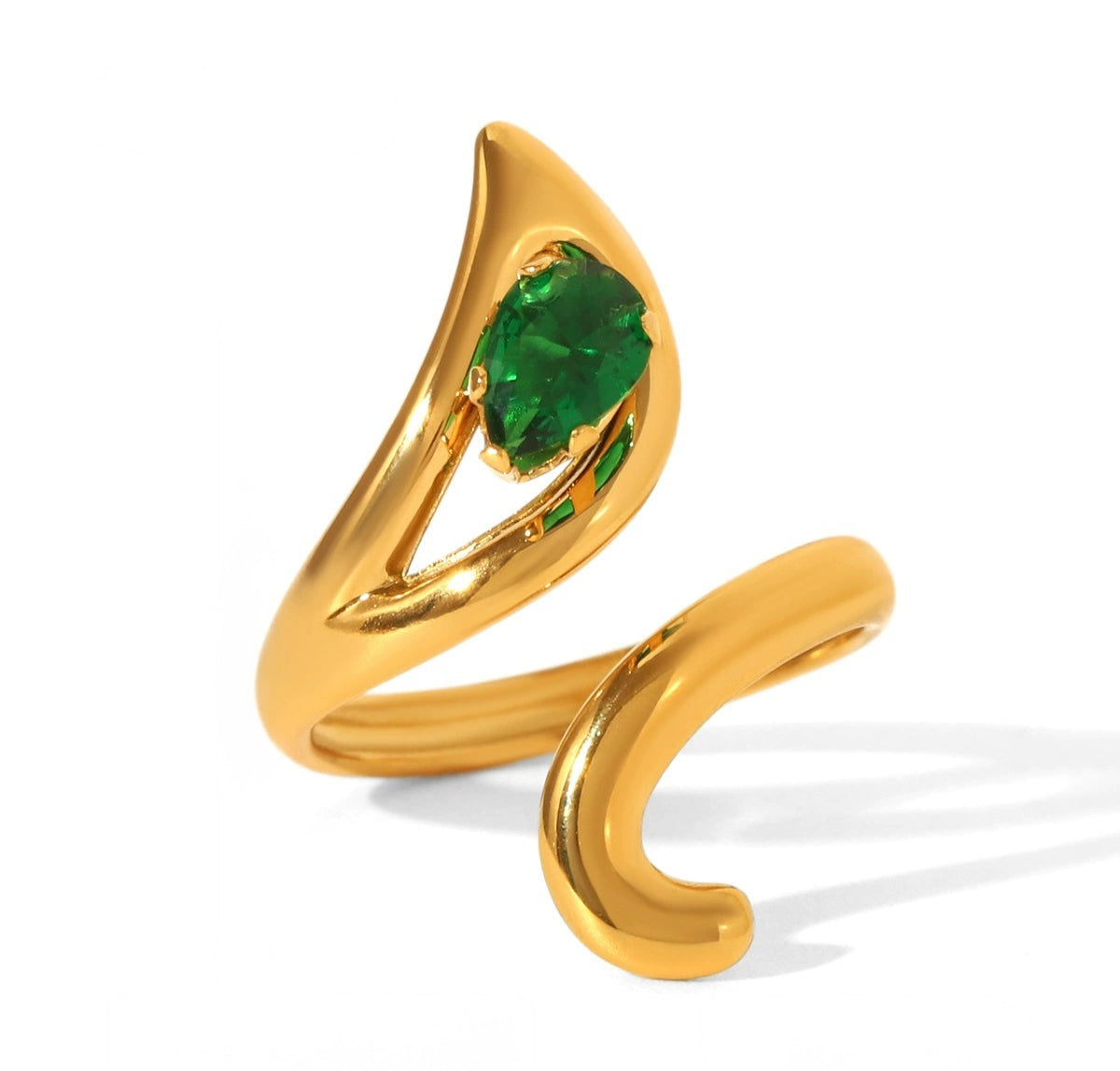 ANILLO PIEDRA VERDE EN PUNTA