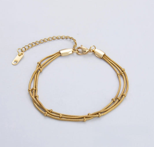 PULSERA TRIPLE CON BORLAS